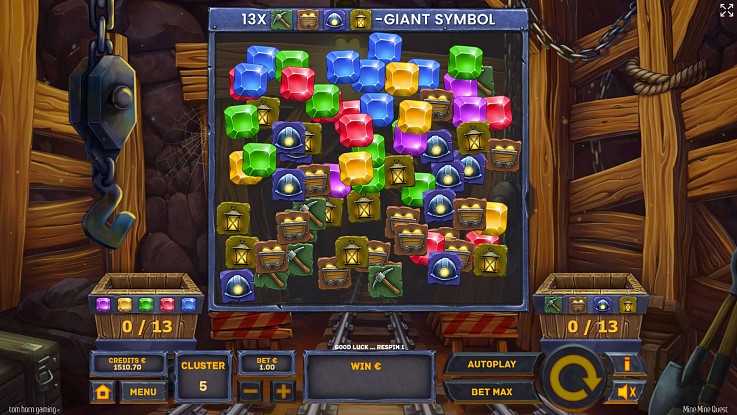 Mine Mine Quest Shake Up: चलते हुए सिंबल Mine Mine Quest Shake Up एनीमेशन, जिसमें सिंबल ग्रिड पर चलते हैं